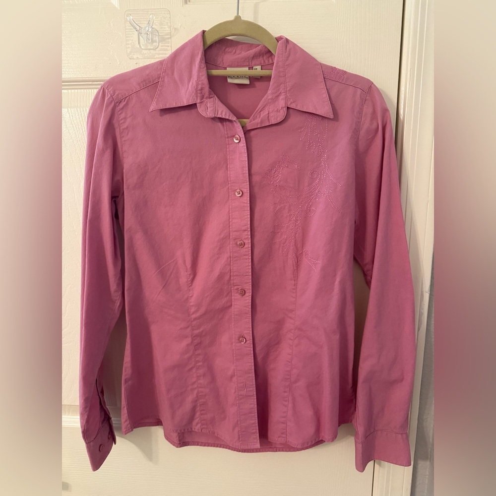 Rockies Dusty Rose Embroidered Western Long Sleeve Collared Shirt size S